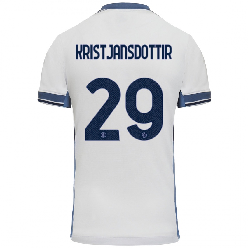 Kinder Anna Bjork Kristjansdottir #29 Weißgrau Auswärtstrikot Trikot 2024/25 T-Shirt Österreich