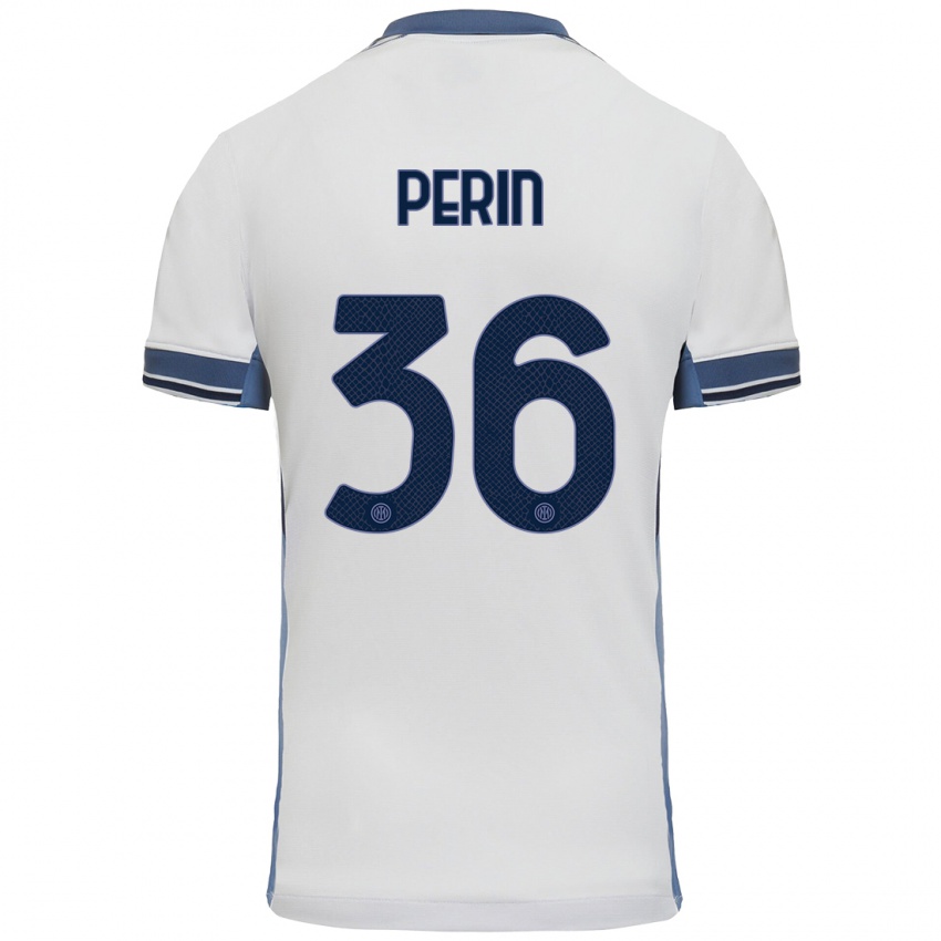 Kinder Nicolo Perin #36 Weißgrau Auswärtstrikot Trikot 2024/25 T-Shirt Österreich