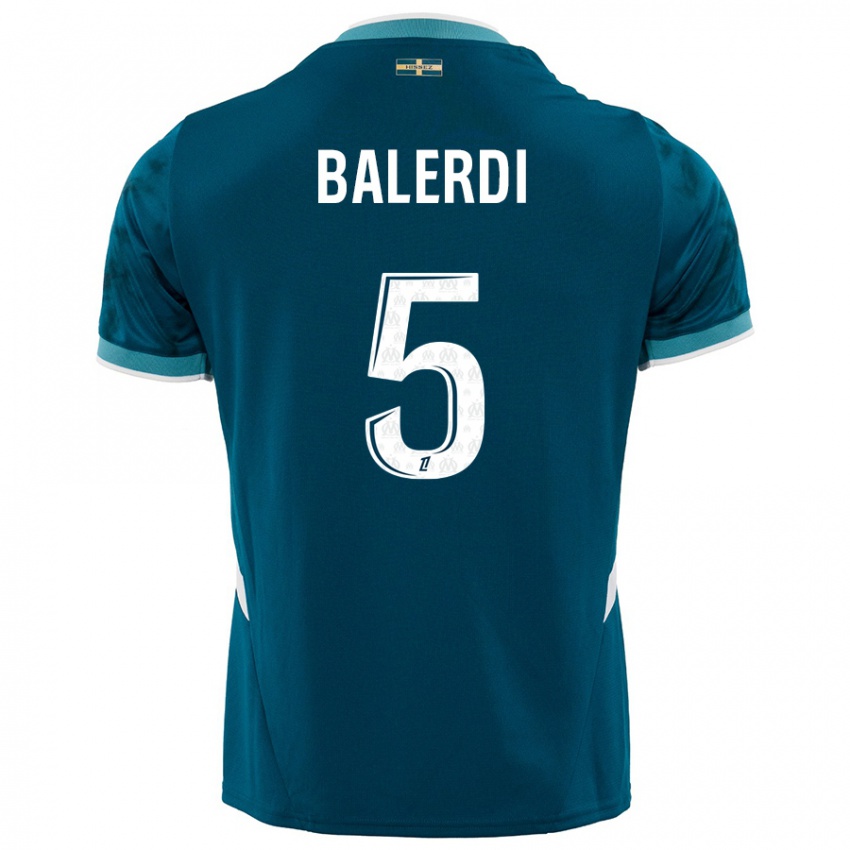 Kinder Leonardo Balerdi #5 Türkisblau Auswärtstrikot Trikot 2024/25 T-Shirt Österreich