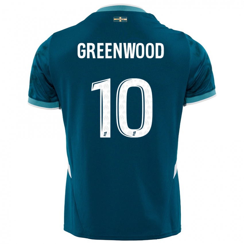 Kinder Mason Greenwood #10 Türkisblau Auswärtstrikot Trikot 2024/25 T-Shirt Österreich