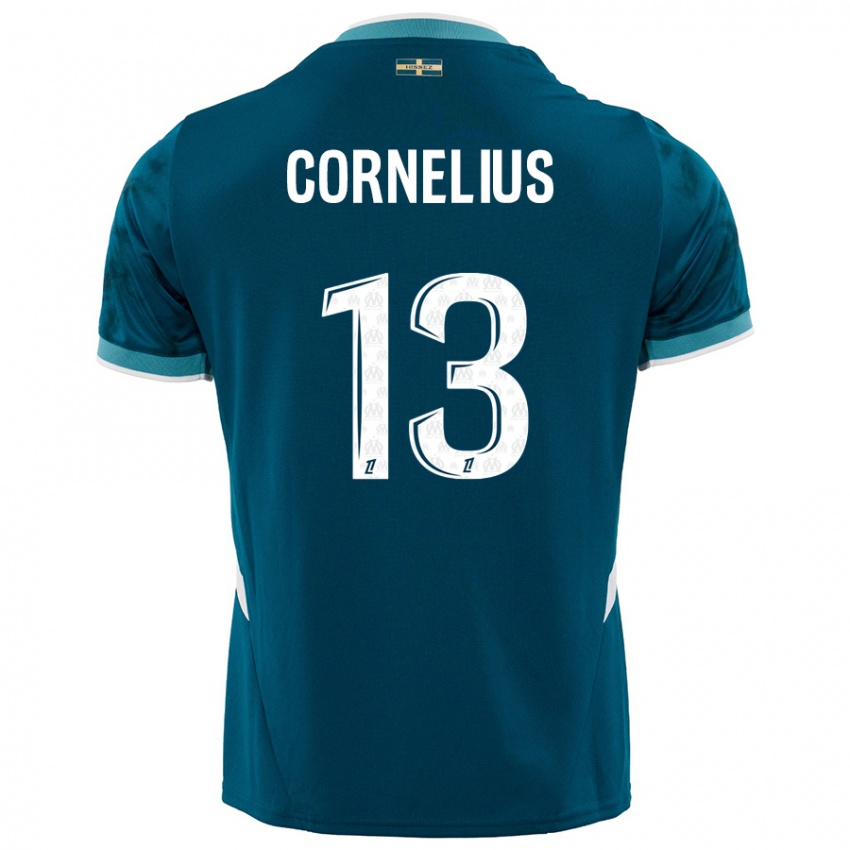 Kinder Derek Cornelius #13 Türkisblau Auswärtstrikot Trikot 2024/25 T-Shirt Österreich