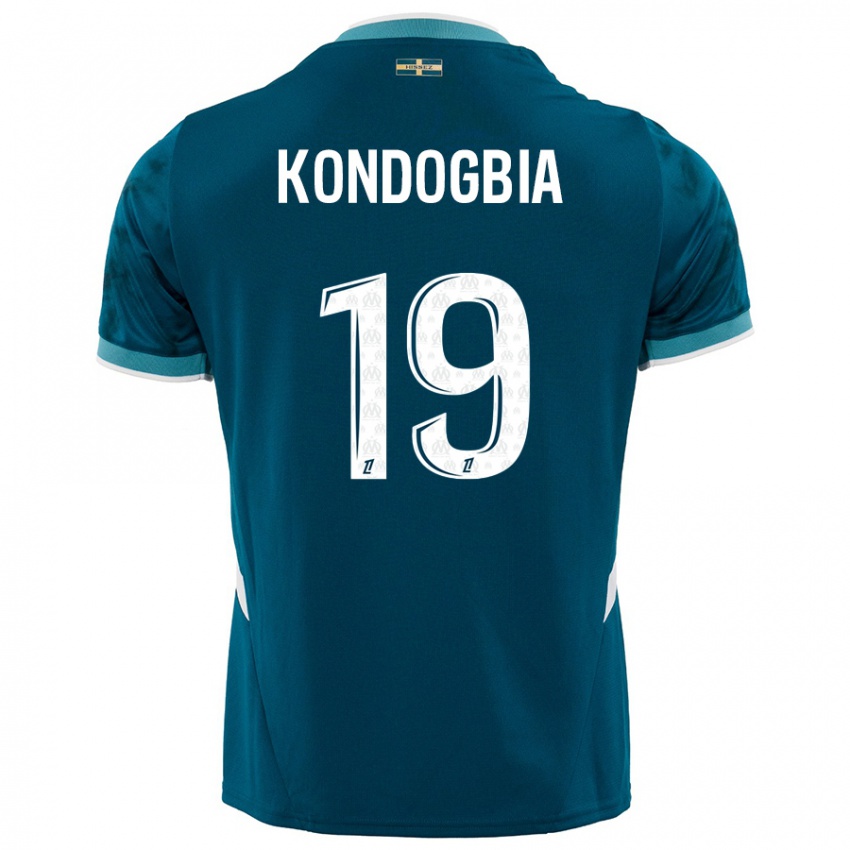 Kinder Geoffrey Kondogbia #19 Türkisblau Auswärtstrikot Trikot 2024/25 T-Shirt Österreich