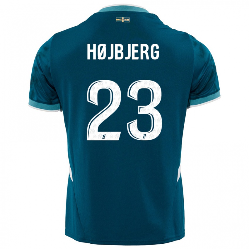 Kinder Pierre Emile Hojbjerg #23 Türkisblau Auswärtstrikot Trikot 2024/25 T-Shirt Österreich