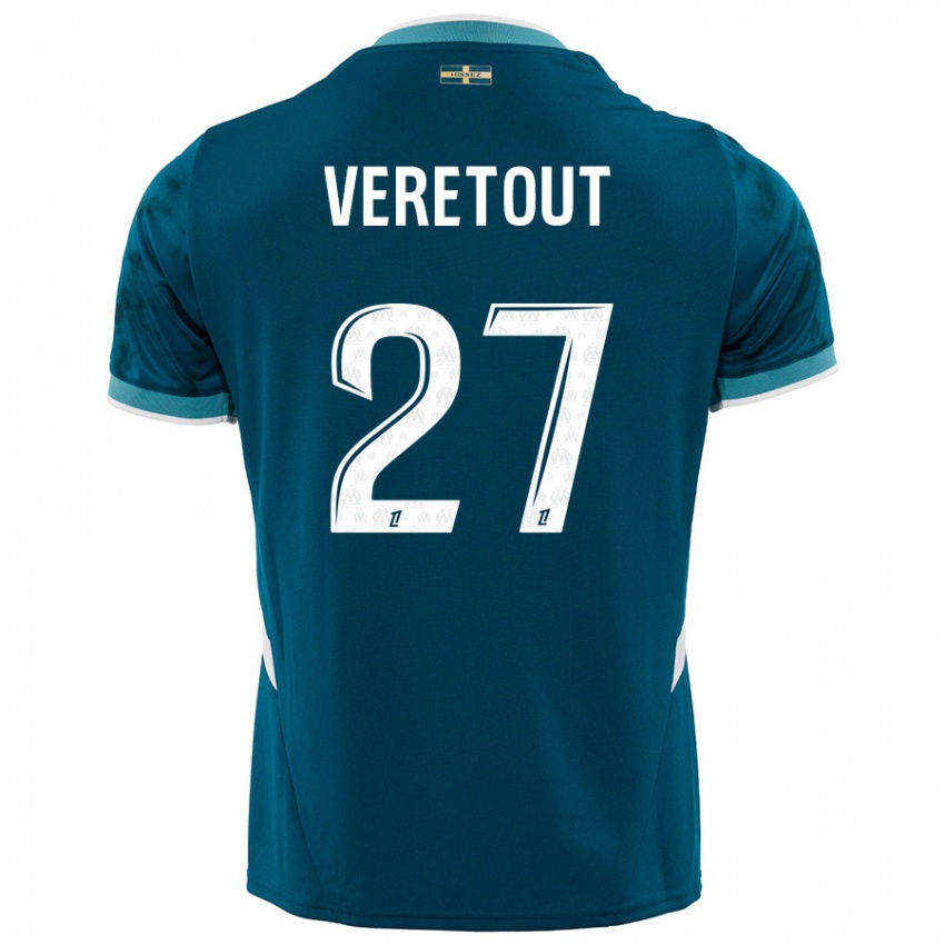 Kinder Jordan Veretout #27 Türkisblau Auswärtstrikot Trikot 2024/25 T-Shirt Österreich