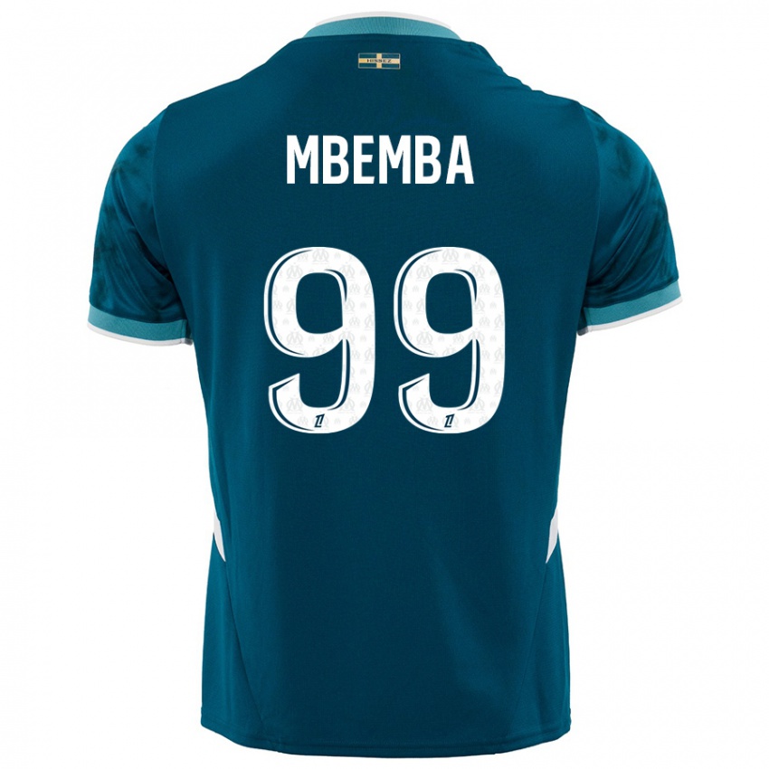 Kinder Chancel Mbemba #99 Türkisblau Auswärtstrikot Trikot 2024/25 T-Shirt Österreich