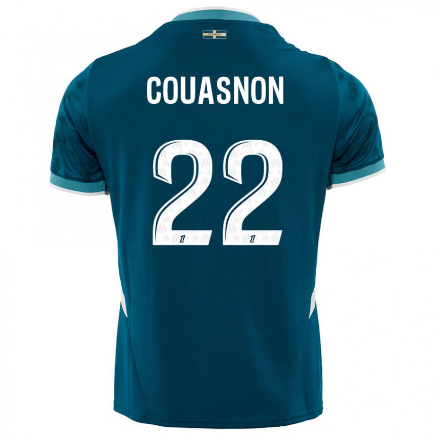 Kinder Roxane Couasnon #22 Türkisblau Auswärtstrikot Trikot 2024/25 T-Shirt Österreich