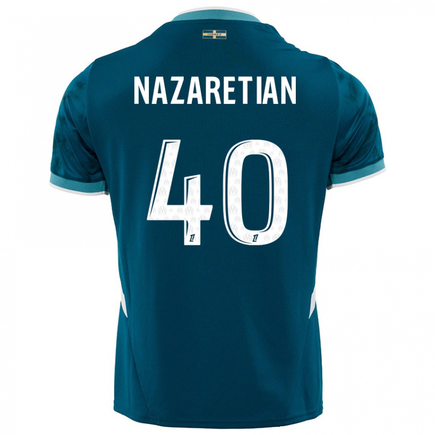 Kinder Manuel Nazaretian #40 Türkisblau Auswärtstrikot Trikot 2024/25 T-Shirt Österreich