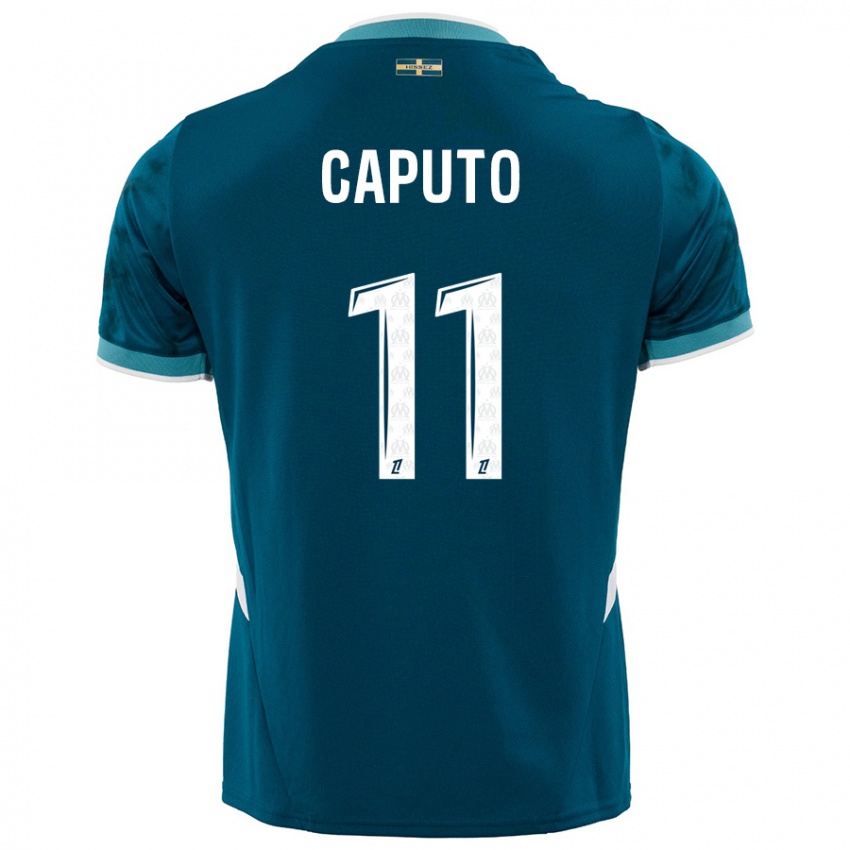 Kinder Cindy Caputo #11 Türkisblau Auswärtstrikot Trikot 2024/25 T-Shirt Österreich