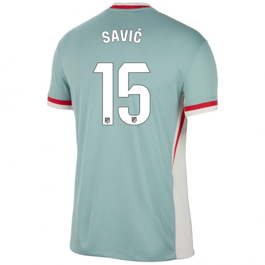 Kinder Stefan Savic #15 Hellbeige Blau Auswärtstrikot Trikot 2024/25 T-Shirt Österreich