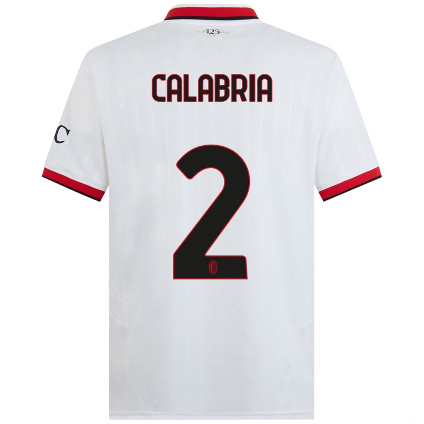 Kinder Davide Calabria #2 Weiß Schwarz Rot Auswärtstrikot Trikot 2024/25 T-Shirt Österreich