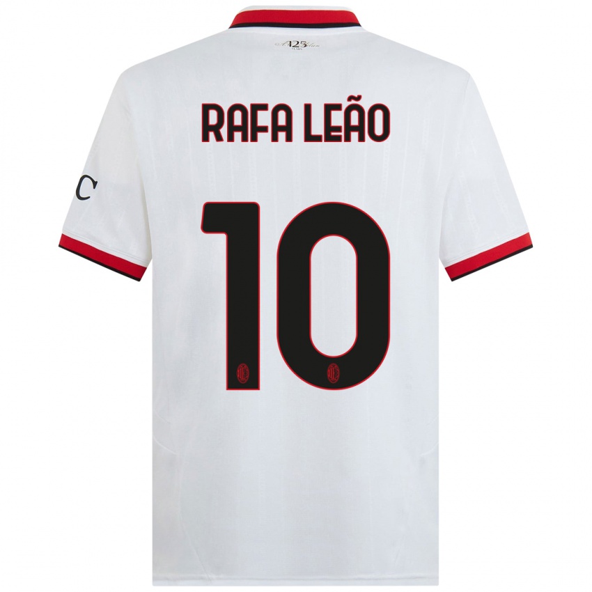 Kinder Rafael Leao #10 Weiß Schwarz Rot Auswärtstrikot Trikot 2024/25 T-Shirt Österreich