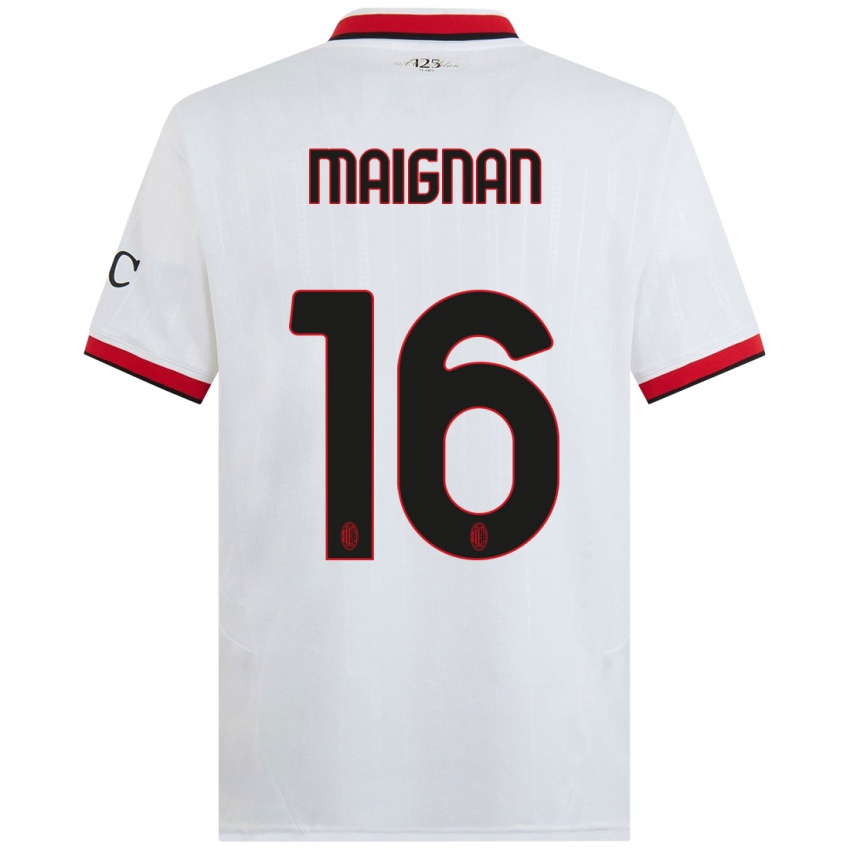 Kinder Mike Maignan #16 Weiß Schwarz Rot Auswärtstrikot Trikot 2024/25 T-Shirt Österreich