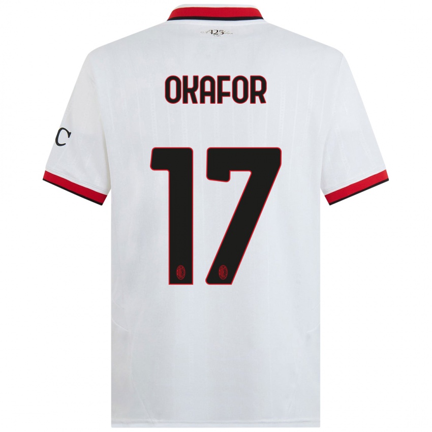 Kinder Noah Okafor #17 Weiß Schwarz Rot Auswärtstrikot Trikot 2024/25 T-Shirt Österreich