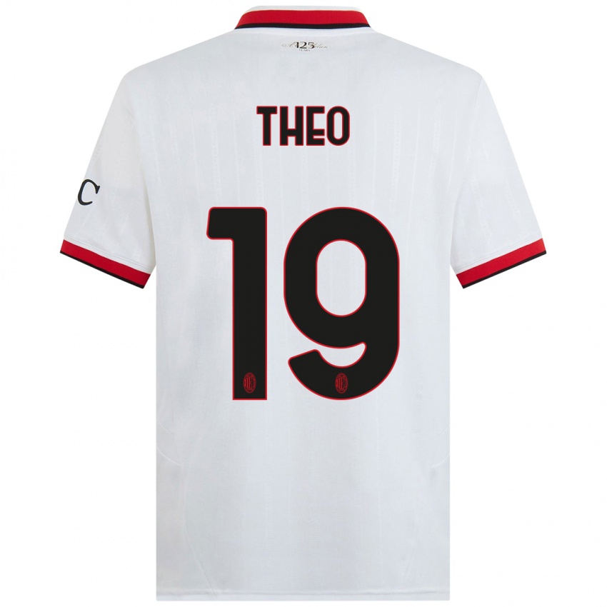 Kinder Theo Hernandez #19 Weiß Schwarz Rot Auswärtstrikot Trikot 2024/25 T-Shirt Österreich