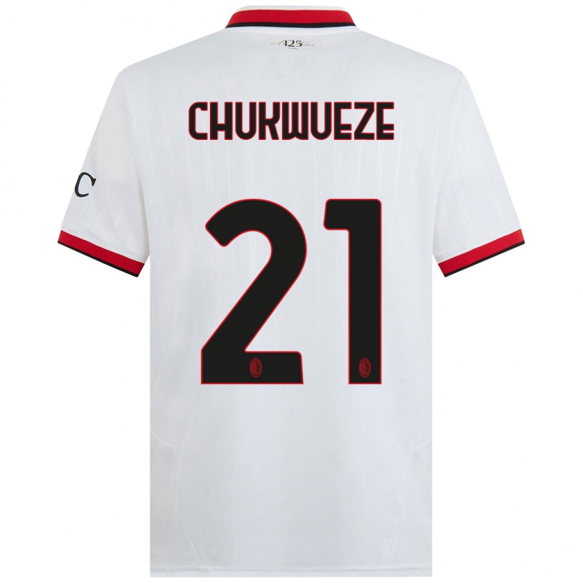 Kinder Samuel Chukwueze #21 Weiß Schwarz Rot Auswärtstrikot Trikot 2024/25 T-Shirt Österreich