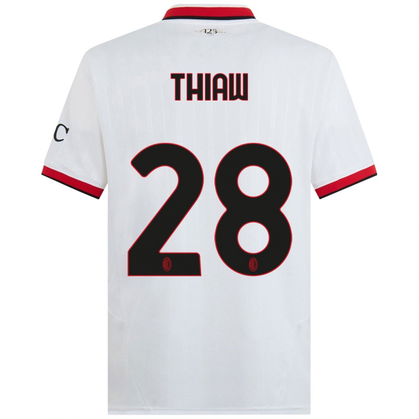 Kinder Malick Thiaw #28 Weiß Schwarz Rot Auswärtstrikot Trikot 2024/25 T-Shirt Österreich