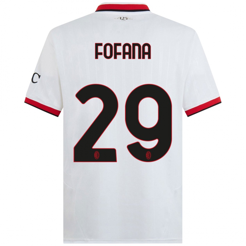 Kinder Youssouf Fofana #29 Weiß Schwarz Rot Auswärtstrikot Trikot 2024/25 T-Shirt Österreich