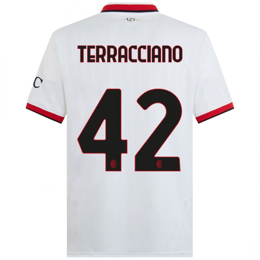 Kinder Filippo Terracciano #42 Weiß Schwarz Rot Auswärtstrikot Trikot 2024/25 T-Shirt Österreich