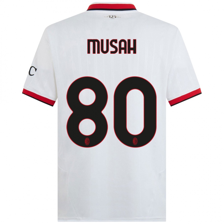 Kinder Yunus Musah #80 Weiß Schwarz Rot Auswärtstrikot Trikot 2024/25 T-Shirt Österreich