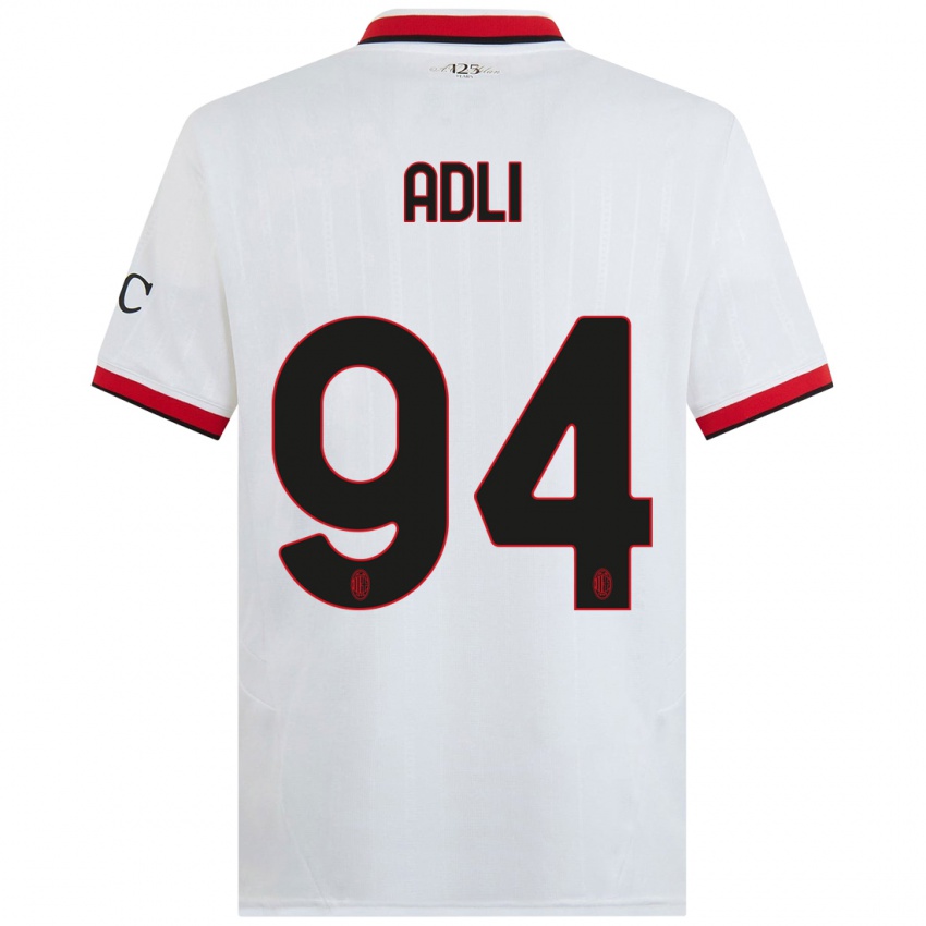 Kinder Yacine Adli #94 Weiß Schwarz Rot Auswärtstrikot Trikot 2024/25 T-Shirt Österreich