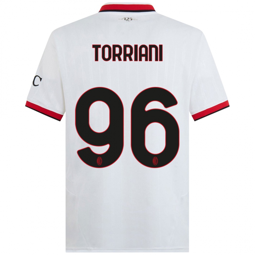 Kinder Lorenzo Torriani #96 Weiß Schwarz Rot Auswärtstrikot Trikot 2024/25 T-Shirt Österreich