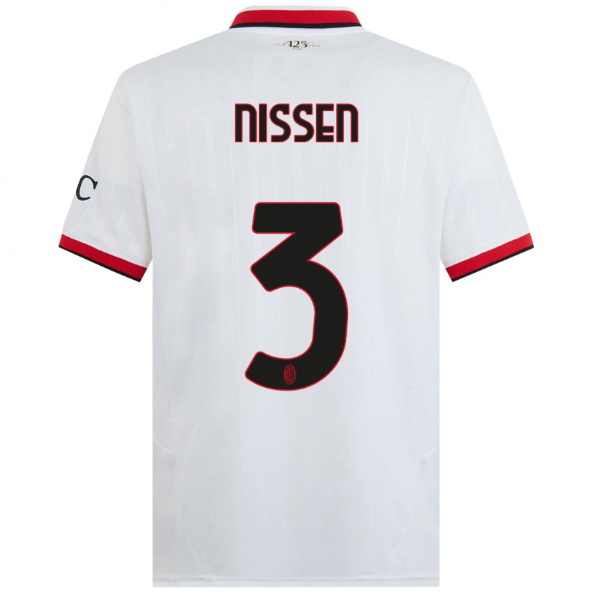 Kinder Fredrik Nissen #3 Weiß Schwarz Rot Auswärtstrikot Trikot 2024/25 T-Shirt Österreich