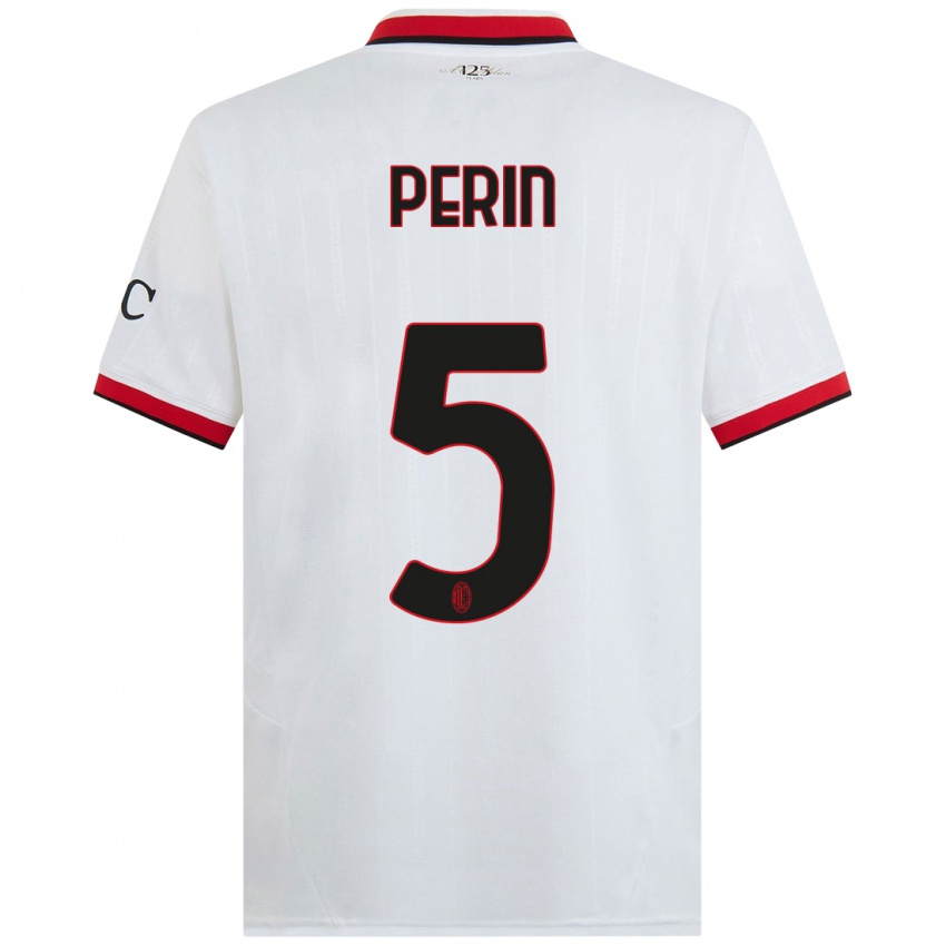 Kinder Ernesto Perin #5 Weiß Schwarz Rot Auswärtstrikot Trikot 2024/25 T-Shirt Österreich