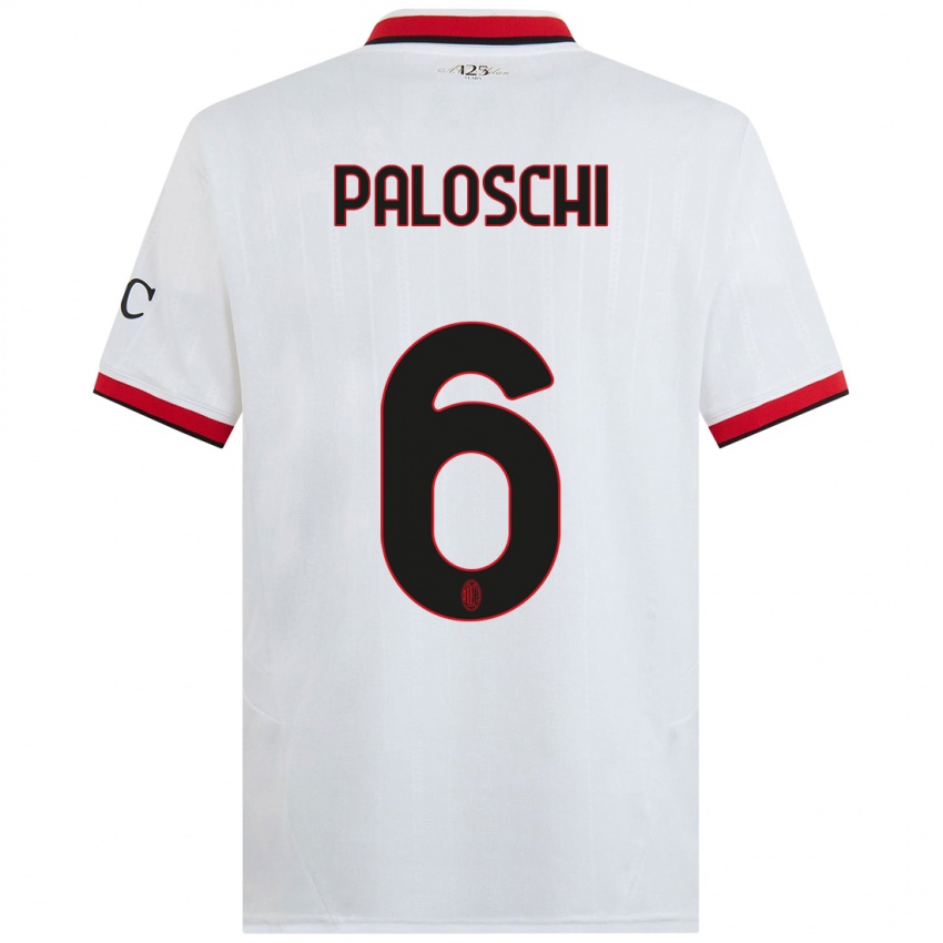 Kinder Dorian Paloschi #6 Weiß Schwarz Rot Auswärtstrikot Trikot 2024/25 T-Shirt Österreich