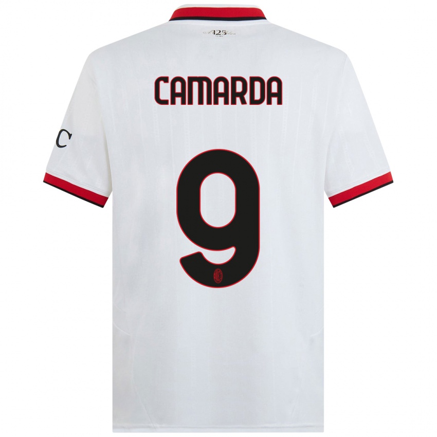 Kinder Francesco Camarda #9 Weiß Schwarz Rot Auswärtstrikot Trikot 2024/25 T-Shirt Österreich