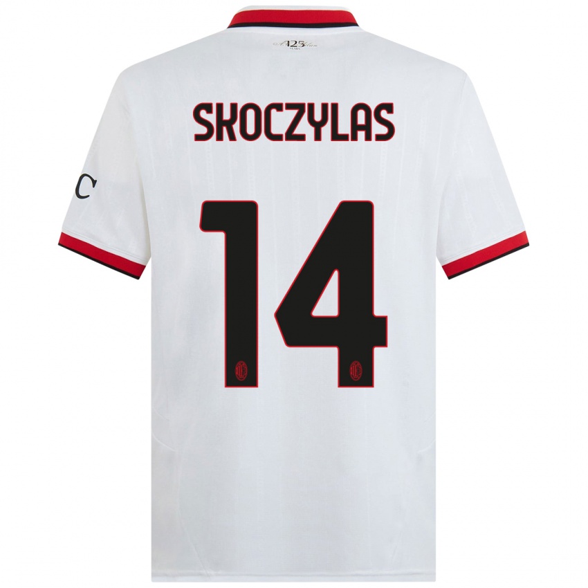 Kinder Mateusz Skoczylas #14 Weiß Schwarz Rot Auswärtstrikot Trikot 2024/25 T-Shirt Österreich