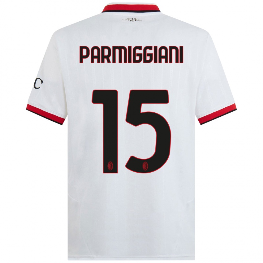 Kinder Pietro Parmiggiani #15 Weiß Schwarz Rot Auswärtstrikot Trikot 2024/25 T-Shirt Österreich