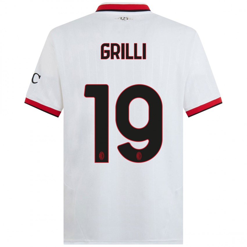 Kinder Lorenzo Grilli #19 Weiß Schwarz Rot Auswärtstrikot Trikot 2024/25 T-Shirt Österreich