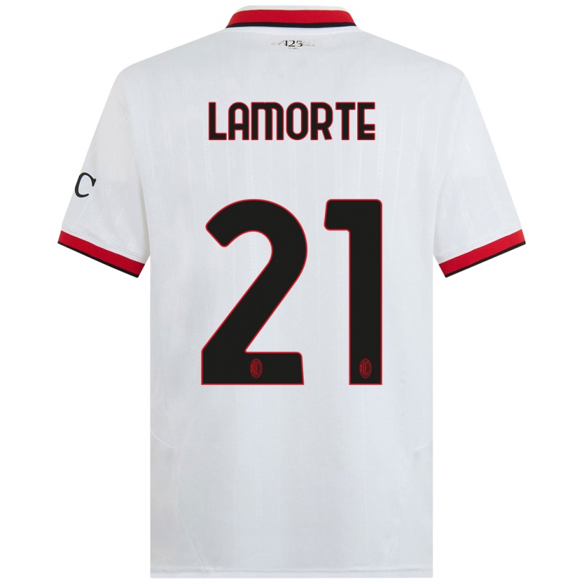 Kinder Alessandro Lamorte #21 Weiß Schwarz Rot Auswärtstrikot Trikot 2024/25 T-Shirt Österreich