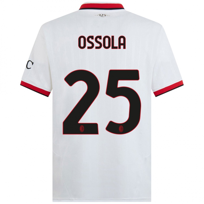 Kinder Lorenzo Ossola #25 Weiß Schwarz Rot Auswärtstrikot Trikot 2024/25 T-Shirt Österreich