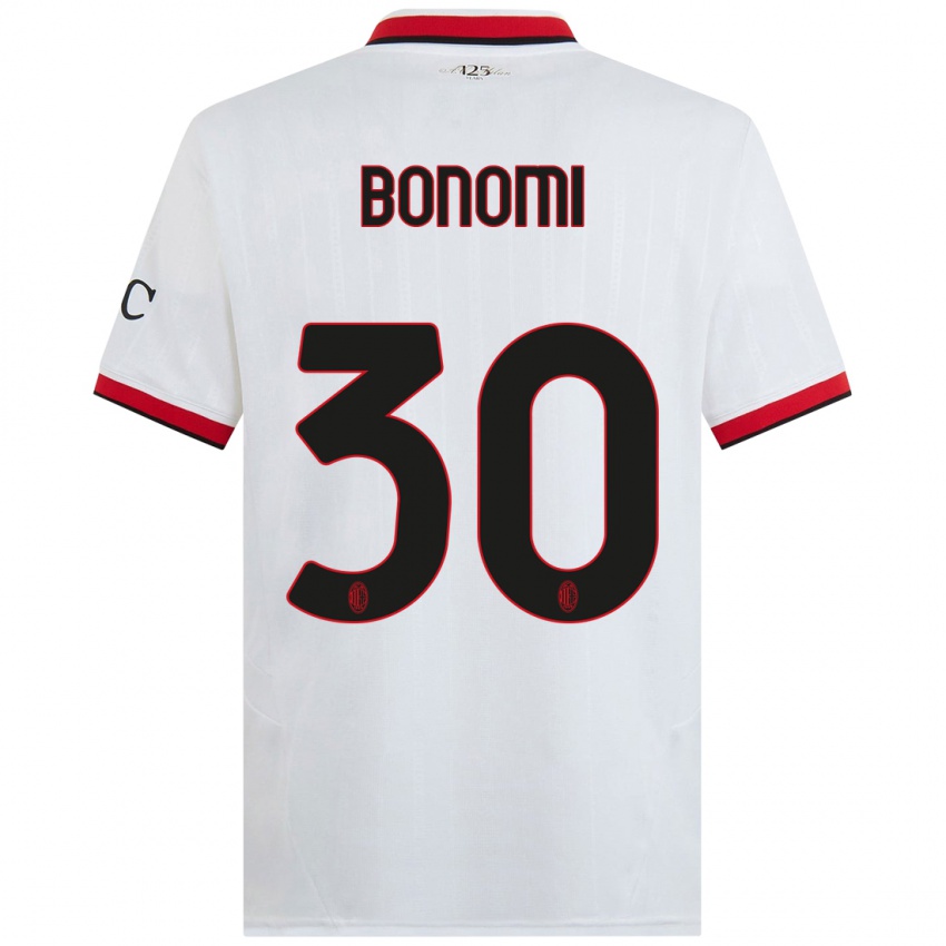 Kinder Alessandro Bonomi #30 Weiß Schwarz Rot Auswärtstrikot Trikot 2024/25 T-Shirt Österreich