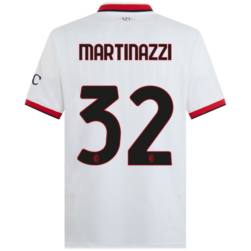 Kinder Luca Martinazzi #32 Weiß Schwarz Rot Auswärtstrikot Trikot 2024/25 T-Shirt Österreich