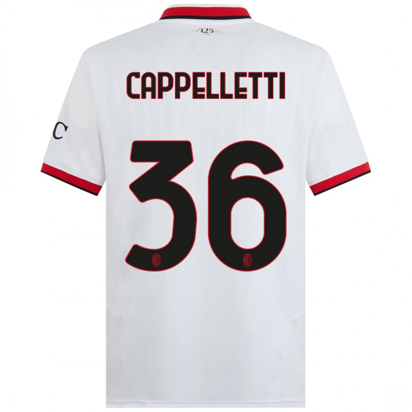 Kinder Mattia Cappelletti #36 Weiß Schwarz Rot Auswärtstrikot Trikot 2024/25 T-Shirt Österreich