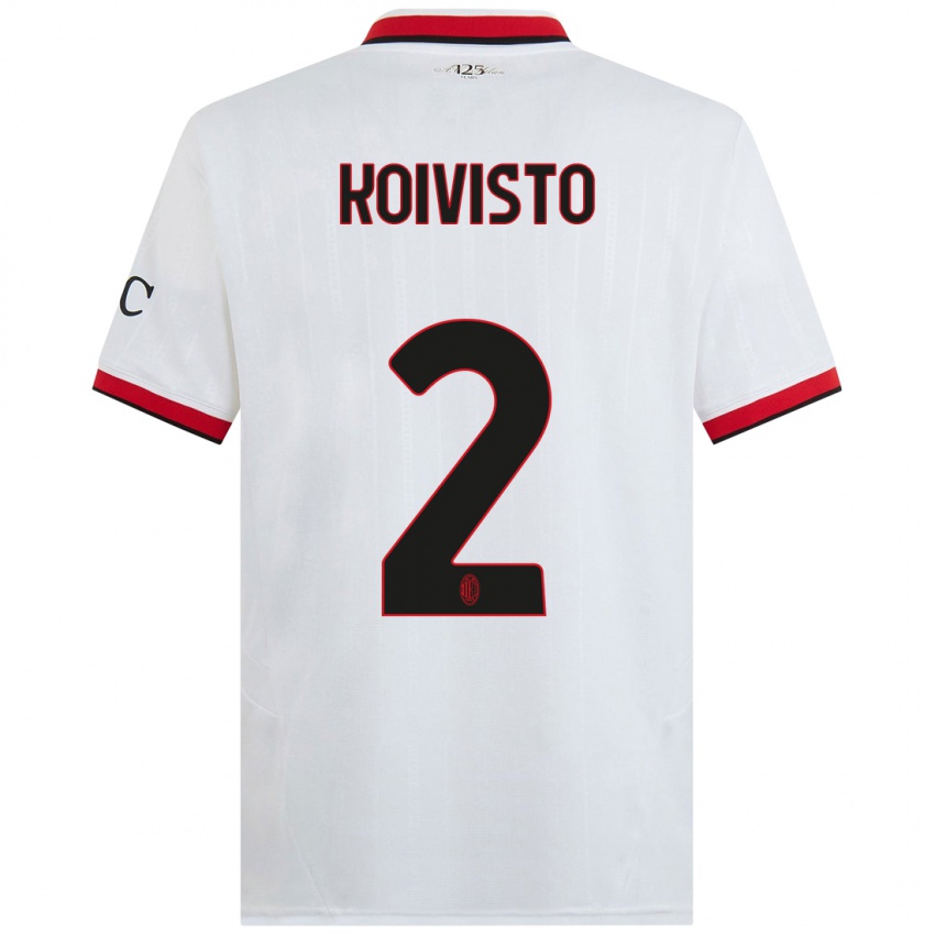 Kinder Emma Koivisto #2 Weiß Schwarz Rot Auswärtstrikot Trikot 2024/25 T-Shirt Österreich