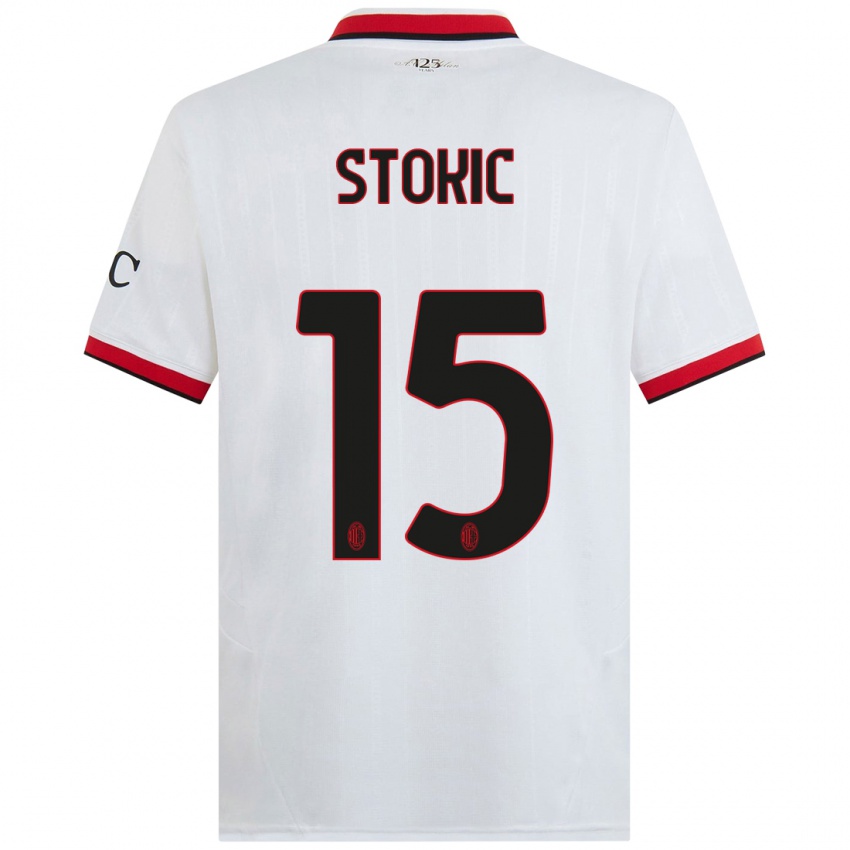 Kinder Sara Stokić #15 Weiß Schwarz Rot Auswärtstrikot Trikot 2024/25 T-Shirt Österreich