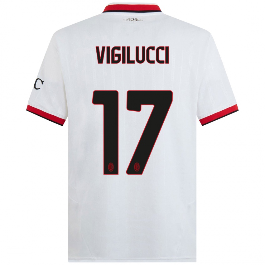 Kinder Valery Vigilucci #17 Weiß Schwarz Rot Auswärtstrikot Trikot 2024/25 T-Shirt Österreich