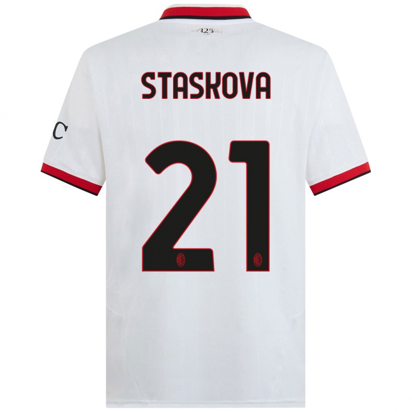 Kinder Andrea Stašková #21 Weiß Schwarz Rot Auswärtstrikot Trikot 2024/25 T-Shirt Österreich