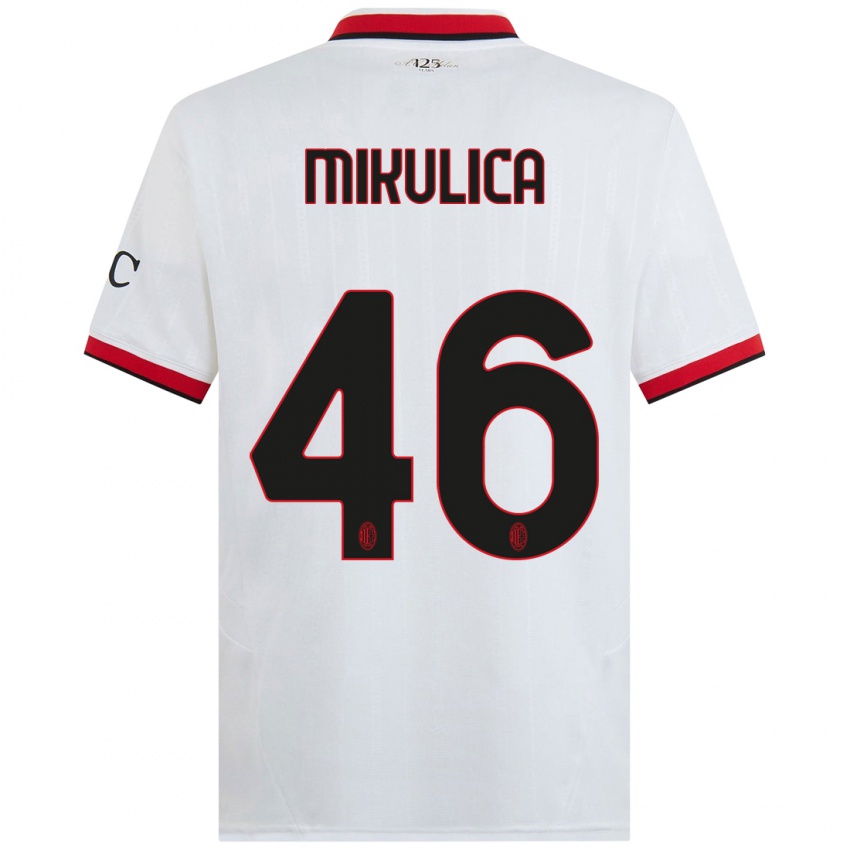 Kinder Petra Mikulica #46 Weiß Schwarz Rot Auswärtstrikot Trikot 2024/25 T-Shirt Österreich