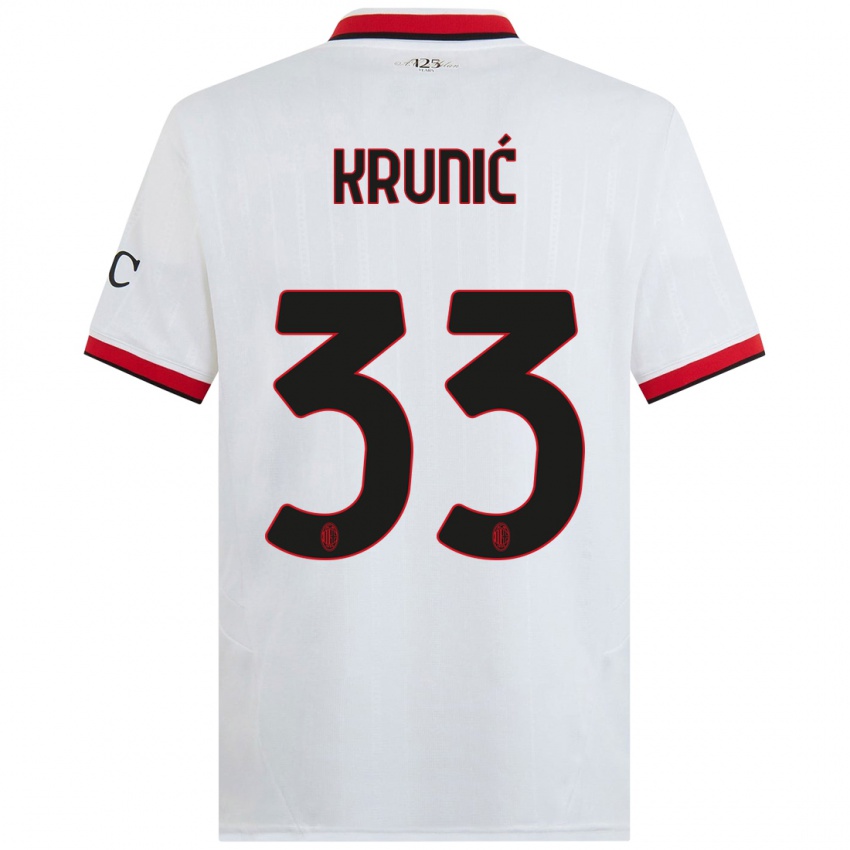 Kinder Rade Krunic #33 Weiß Schwarz Rot Auswärtstrikot Trikot 2024/25 T-Shirt Österreich