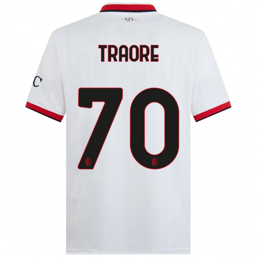 Kinder Chaka Traore #70 Weiß Schwarz Rot Auswärtstrikot Trikot 2024/25 T-Shirt Österreich