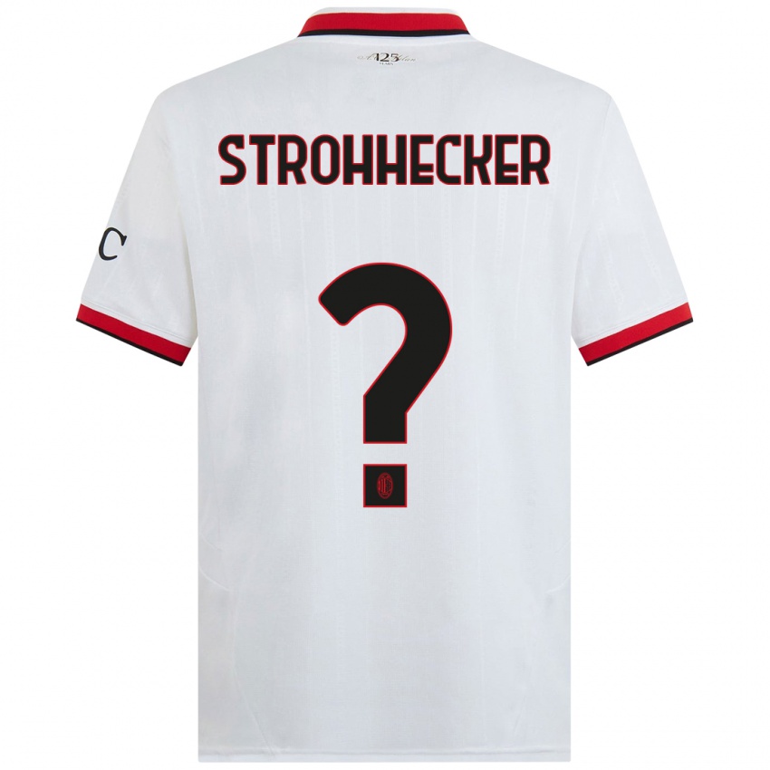 Kinder Riccardo Strohhecker #0 Weiß Schwarz Rot Auswärtstrikot Trikot 2024/25 T-Shirt Österreich