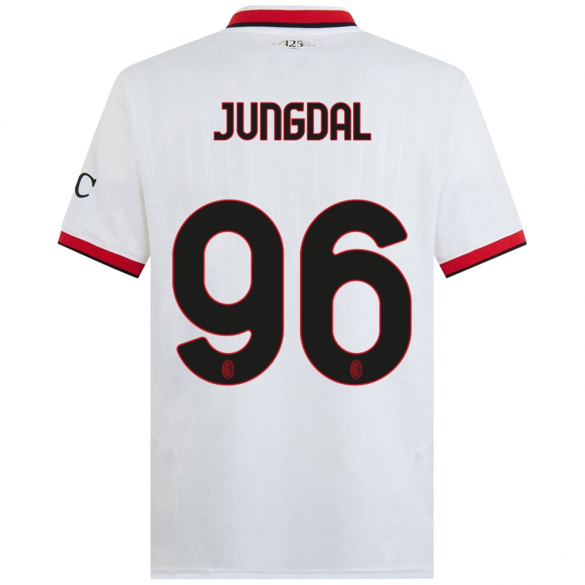 Kinder Andreas Jungdal #96 Weiß Schwarz Rot Auswärtstrikot Trikot 2024/25 T-Shirt Österreich