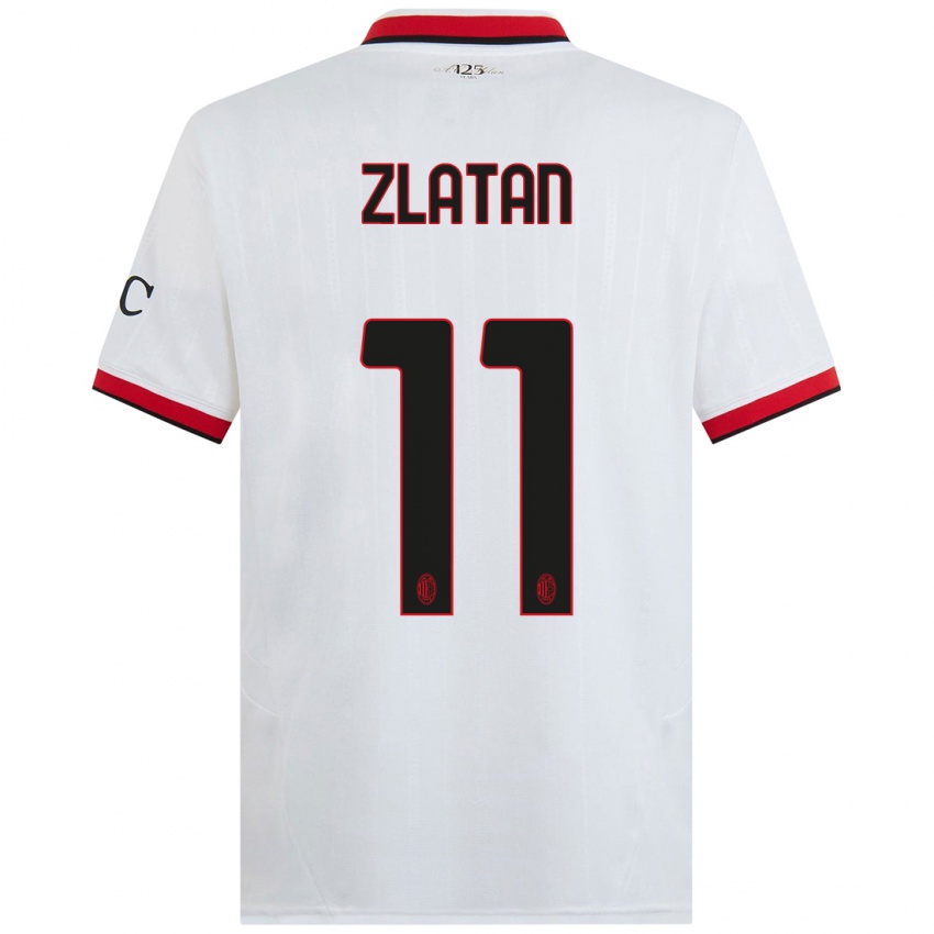 Kinder Zlatan Ibrahimovic #11 Weiß Schwarz Rot Auswärtstrikot Trikot 2024/25 T-Shirt Österreich