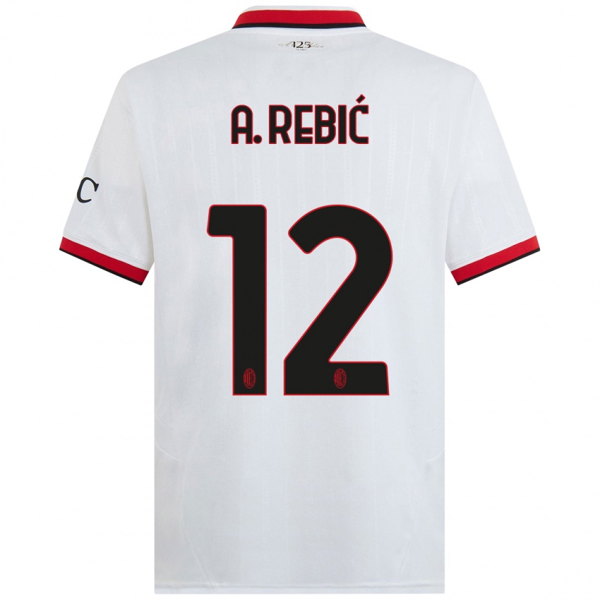 Kinder Ante Rebic #12 Weiß Schwarz Rot Auswärtstrikot Trikot 2024/25 T-Shirt Österreich