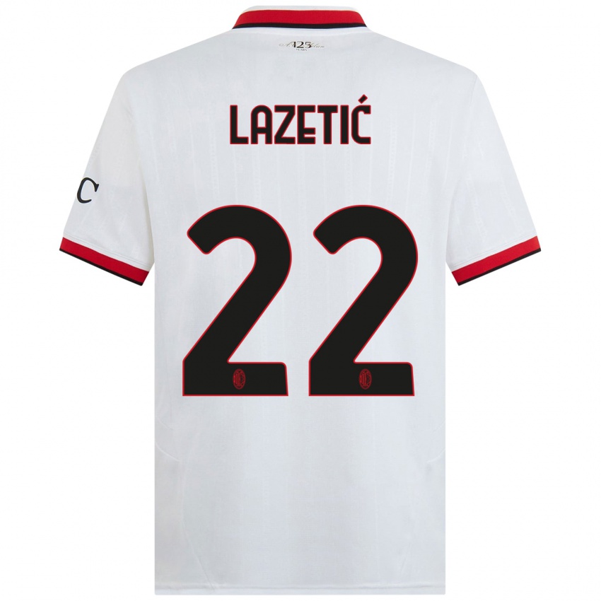 Kinder Marko Lazetic #22 Weiß Schwarz Rot Auswärtstrikot Trikot 2024/25 T-Shirt Österreich