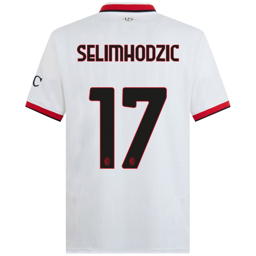 Kinder Noa Selimhodzic #17 Weiß Schwarz Rot Auswärtstrikot Trikot 2024/25 T-Shirt Österreich